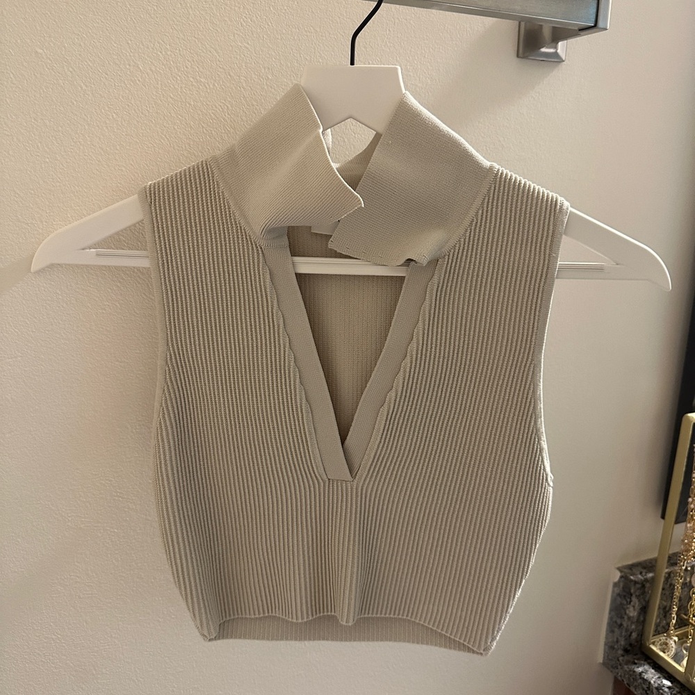 Aritzia Sculpt Knit V-Neck Collar Tank